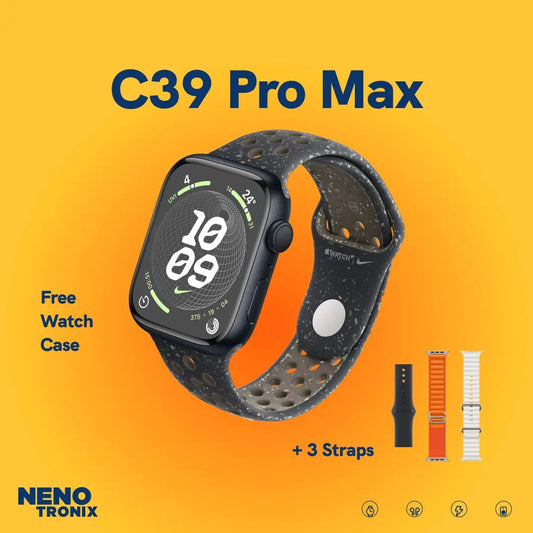 C39 Pro Max Smart Watch with 3 Straps, Palm Sensor and Active Calling