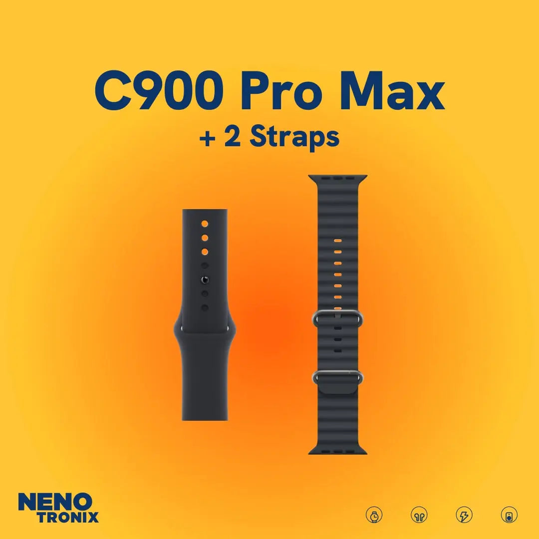 C900 Pro Max Smart Watch with 2 Straps, Palm Sensor and Active Calling
